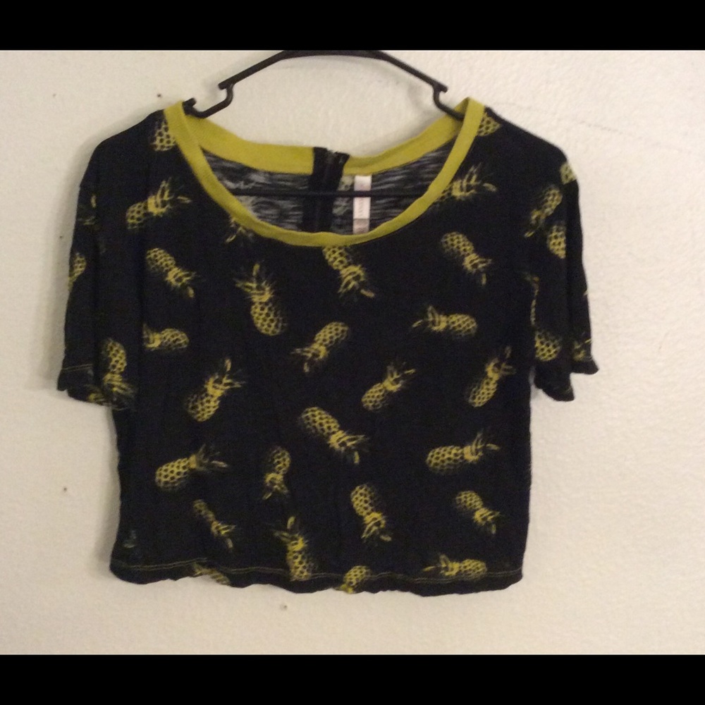 Cute Soft Retro Pineapple Patterned SS Crop Top-Sm